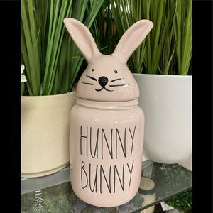 Rae Dunn sm. Pink bunny canister